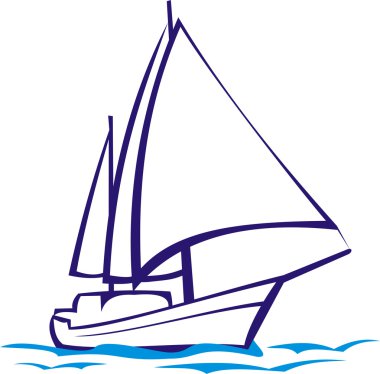 Yacht in blue clipart