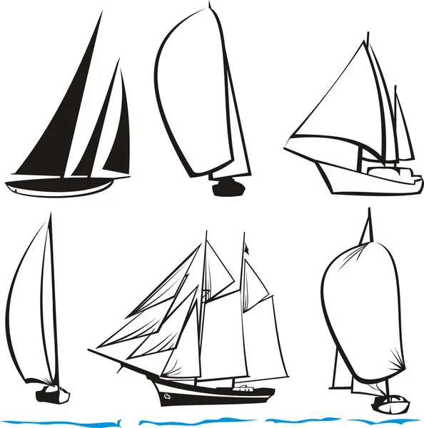 Yachts silhouettes — Stock Vector