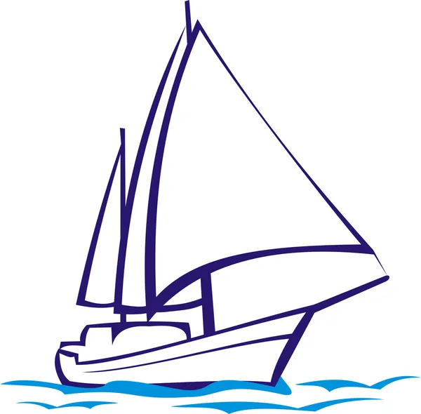 Yacht in blue — Stock Vector