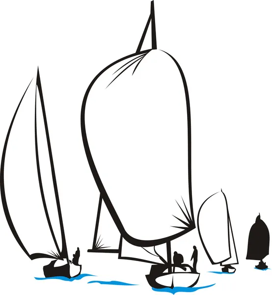 Regatta - sailing silhouettes — Stock Vector