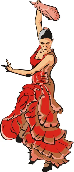 Flamenco - fiery woman — Stock Vector