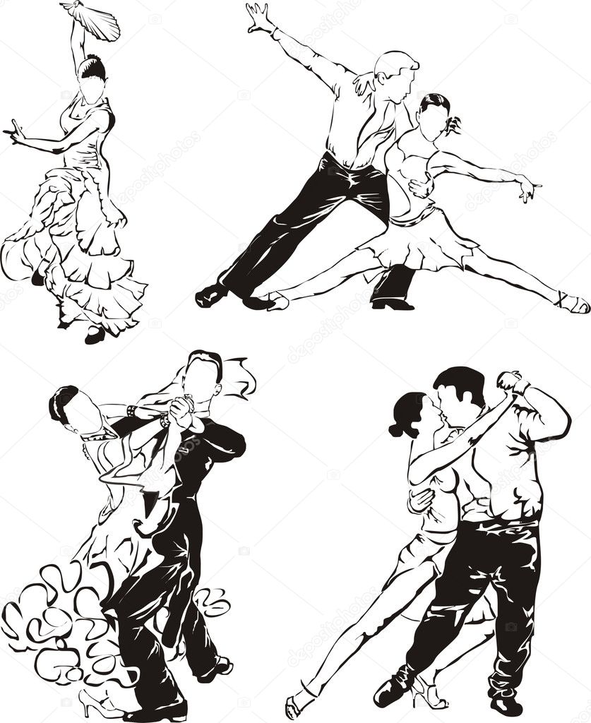 Ballroom dancing silhouettes — Stock Vector © ciuciumama #5652949