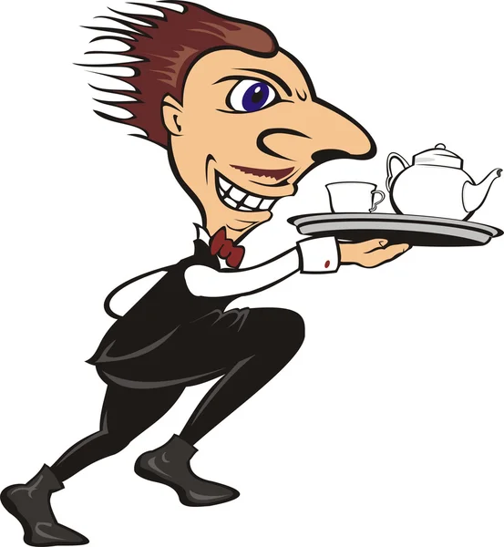 Waiter with a tray — Stock Vector