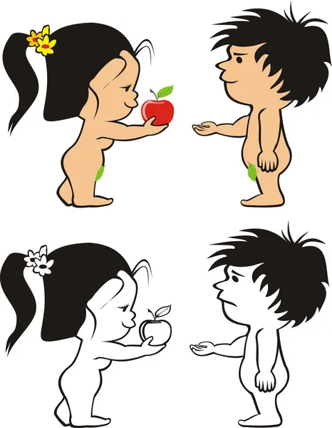 亚当和夏娃-原罪 — 图库矢量图片