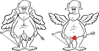 Old cupid - black and white clipart