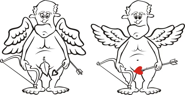 Old cupid - black and white — Stock Vector