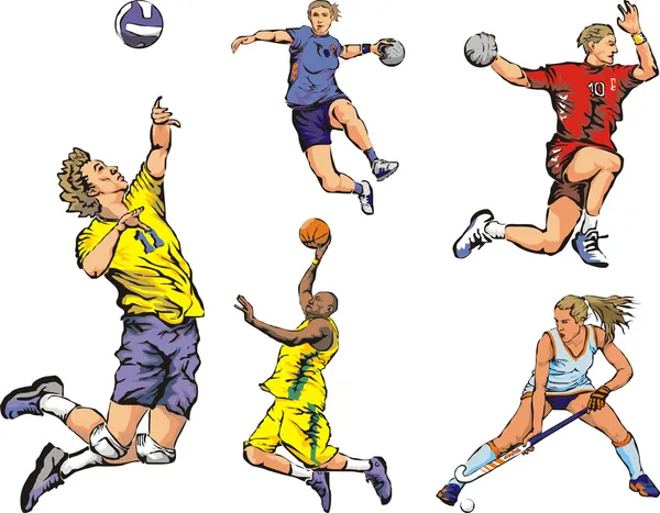 Figurines de sports d'équipe - intérieur — Image vectorielle