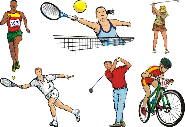 Figurines sportives individuelles - extérieur — Image vectorielle