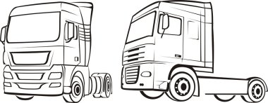 Truck, lorry, tir - silhouettes clipart