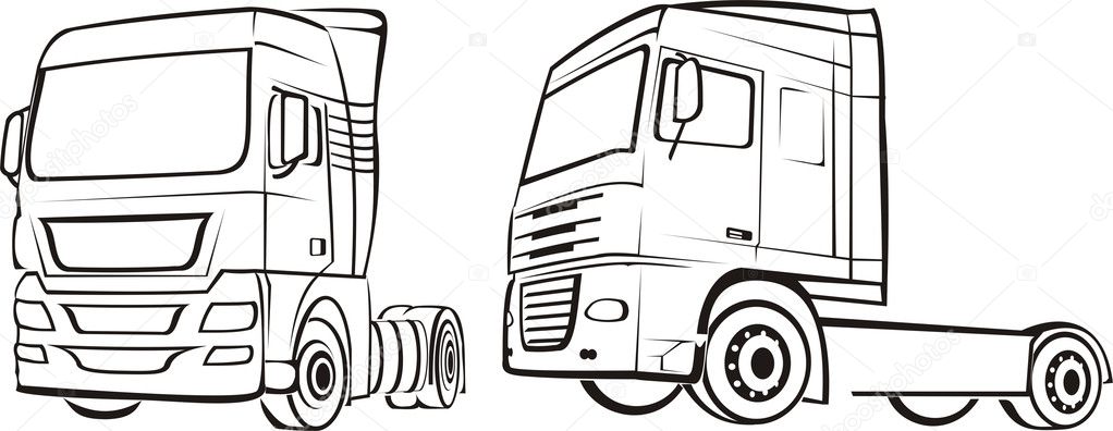 Truck, lorry, tir - silhouettes
