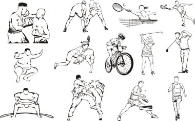 Individual sports figures clipart