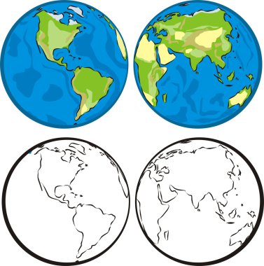 Earth hemispheres clipart