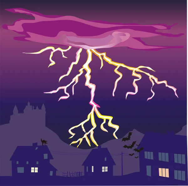 Thunderbolt over de stad — Stockvector