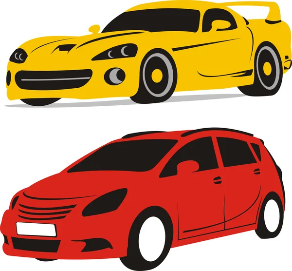 Sports car and family van — Stock Vector