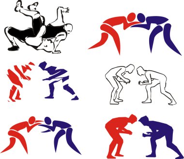 Wrestling silhouettes clipart