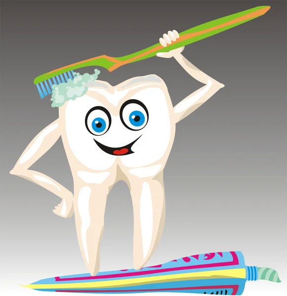 Tannbørsting hos tannlegen – stockvektor