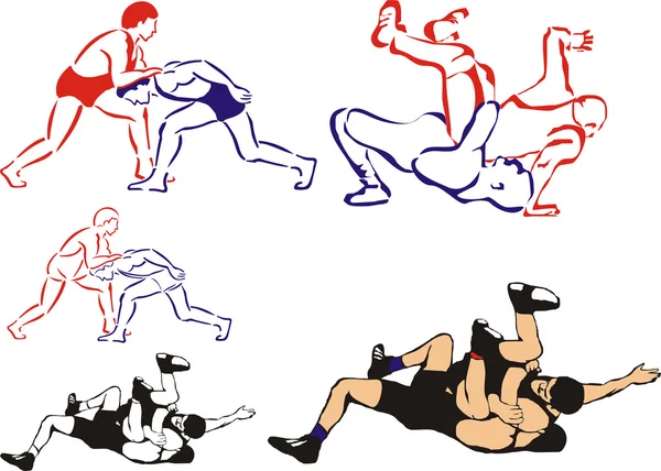 Lucha - deportes de combate — Vector de stock