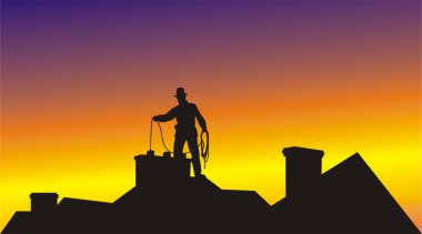 Working on the roof chimney sweep clipart