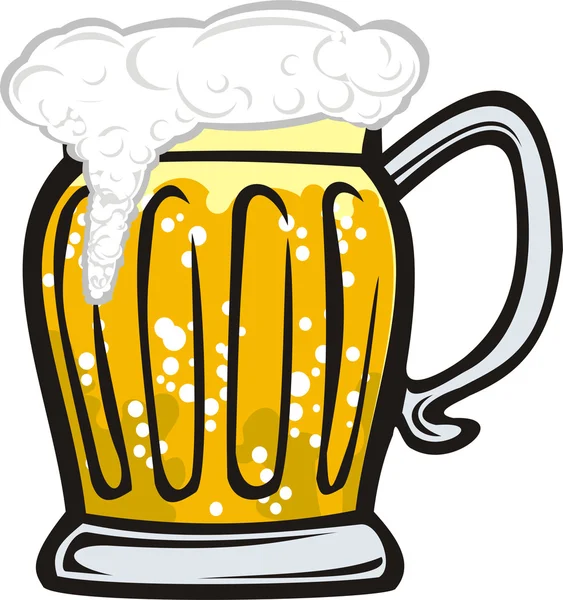Una taza de cerveza dorada con espuma — Vector de stock