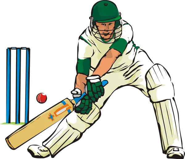 Kriket - bat ve yarasa oyunu — Stok Vektör