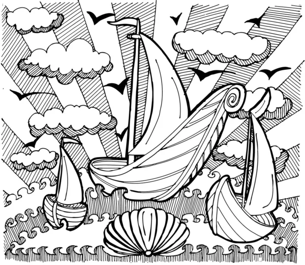 Фон лодки — стоковый вектор