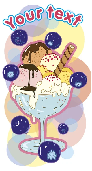 आइसक्रीम इलस्ट्रेशन पोस्टकार्ड — स्टॉक वेक्टर
