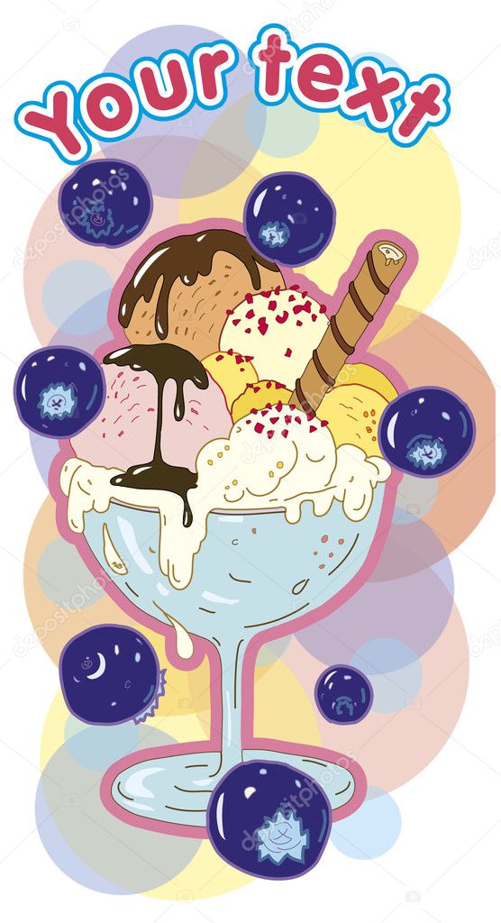 Ice-cream illustration postcard