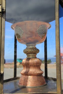 Lantern at the entrance to a Buddhist temple clipart