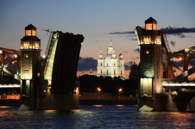 Swing bridge in St. Petersburg, Russia clipart