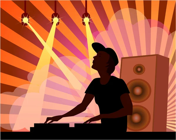 DJ in muziekclub — Stockvector
