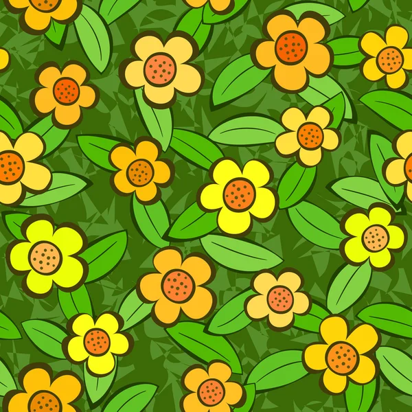 Flowers Seamless Vector Repeat Pattern — Stock Vector