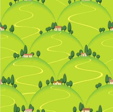 Tuscan landscape, country house on hill clipart