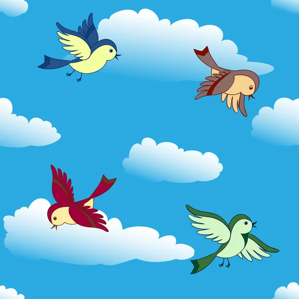 Aves voando no céu — Vetor de Stock