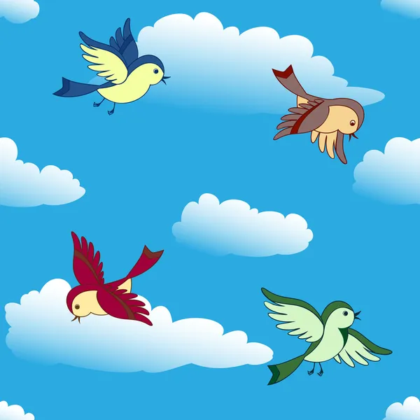 Aves volando en el cielo — Vector de stock