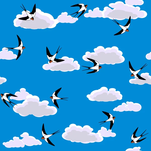 Vlaštovka letící do nebe bezešvé — Stockový vektor
