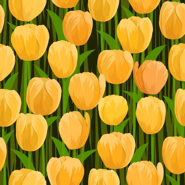Campo de flores de tulipán sin costuras — Vector de stock