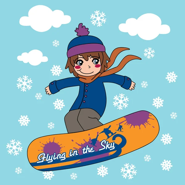 Snowboard az ég — Stock Vector