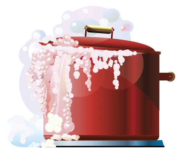 Poêle à ébullition rouge — Image vectorielle