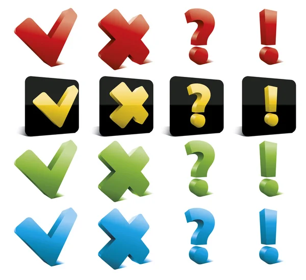 stock vector Tick, cross, question and exclamation marks