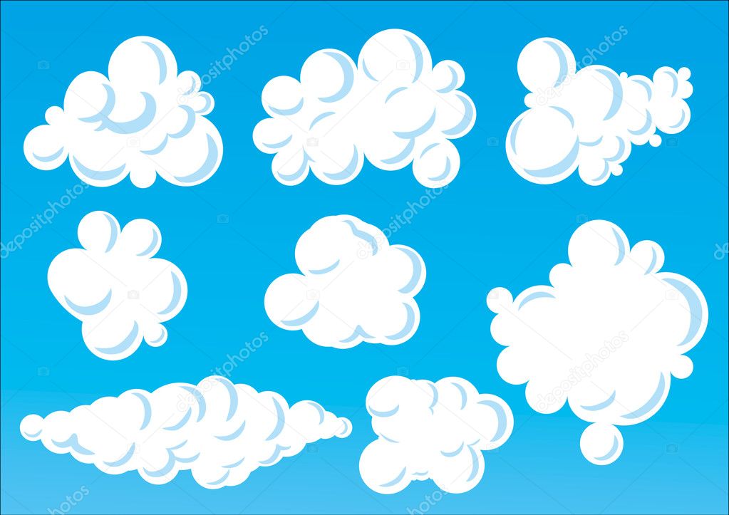 Cartoon funny clouds.