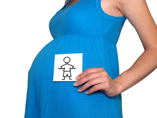 妊娠中の女性少年の図面を保持します。 — ストック写真