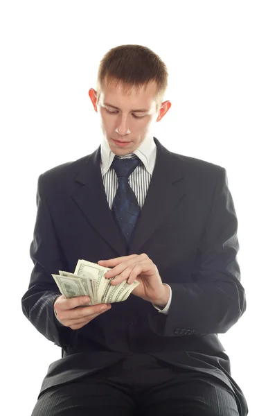 Homme d'affaires avec des dollars — Photo