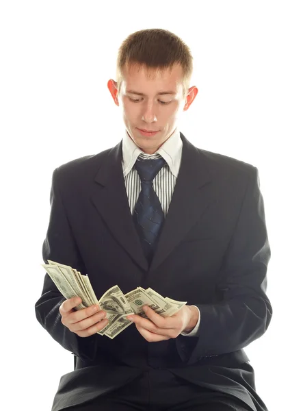 Biznesmen z pieniędzy dolarów — Zdjęcie stockowe