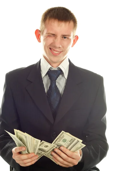 Homme d'affaires avec des dollars — Photo
