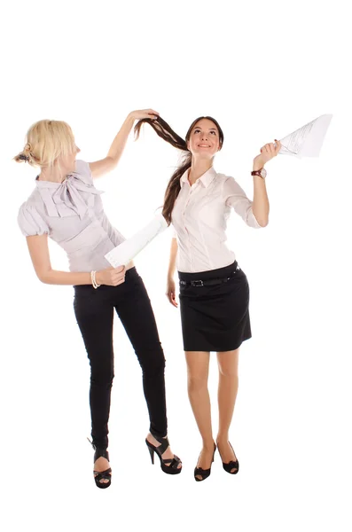 Two happy businesswomen with paper — Stock Photo, Image