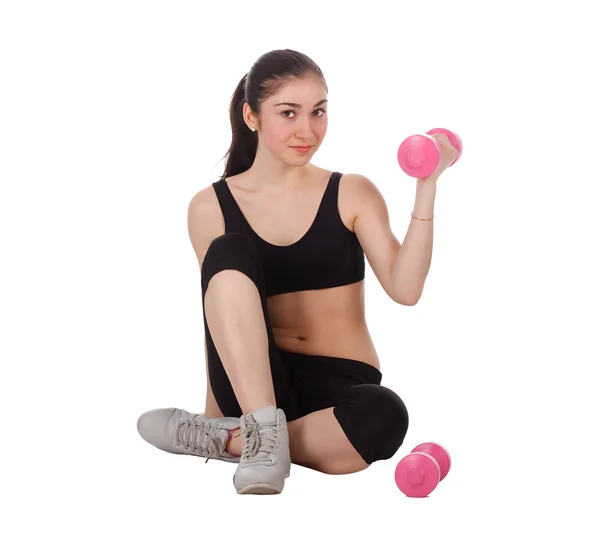 Fitness woman with dumbbell — Stock Photo, Image