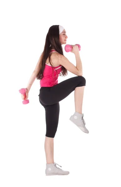 Fitness vrouw met dumbbell — Stockfoto