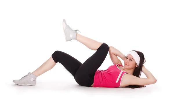 Fitness abdominales de entrenamiento mujer — Foto de Stock