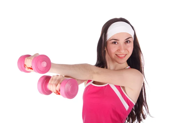 Fitness kvinna med hantel — Stockfoto