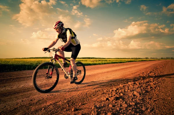 Muž extrémní cykloturistika — Stock fotografie